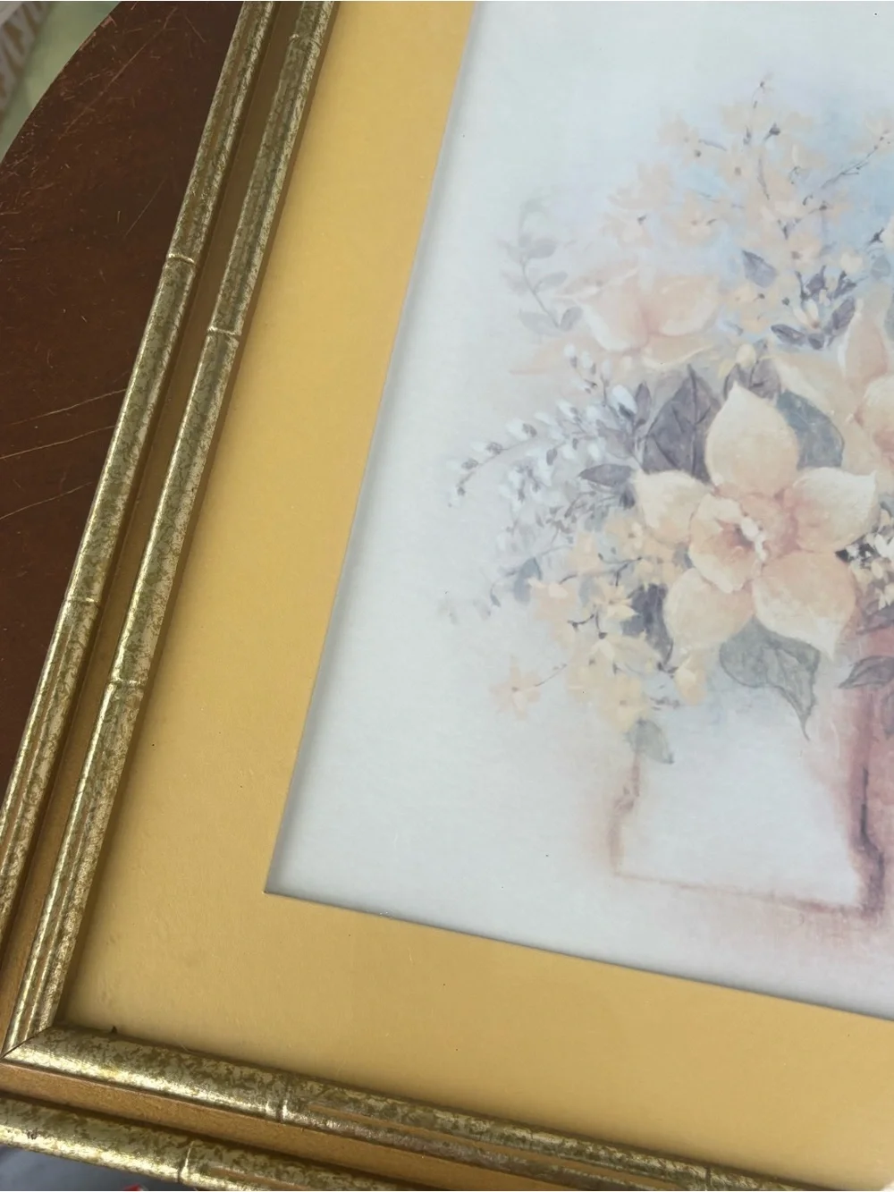 VTG MCM Yellow Floral Arrangement Watercolor Painting featuring a bouquet